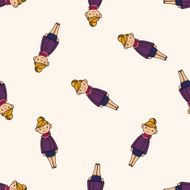 lady girl cartoon seamless pattern background N26