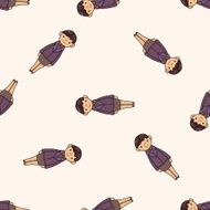 lady girl cartoon seamless pattern background N27