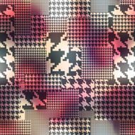 Patchwork of houndstooths pattern on blurred background