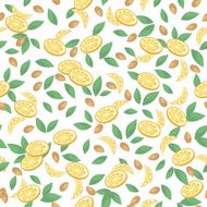 Pattern lemon and nuts Fresh background