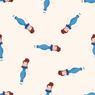 lady girl cartoon seamless pattern background N28