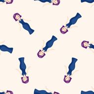 lady girl cartoon seamless pattern background N29