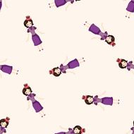 lady girl cartoon seamless pattern background N33