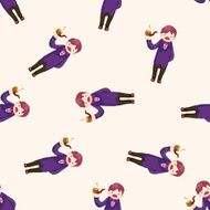 boy man cartoon seamless pattern background N26
