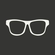 Flat in black and white mobile application glasses