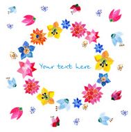 wreath of painted watercolor colorful flowers N6