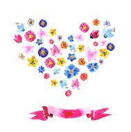 heart of watercolor colorful flowers N2