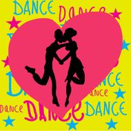 Silhouette of dancing couple on the party