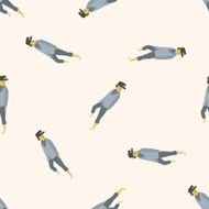 boy man cartoon seamless pattern background N36