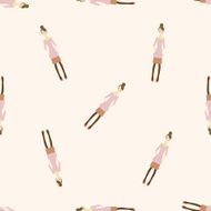 lady girl cartoon seamless pattern background N36