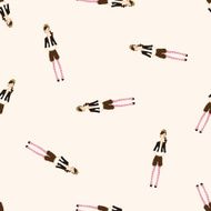 lady girl cartoon seamless pattern background N38