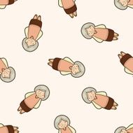family grandmother character cartoon seamless pattern background N5