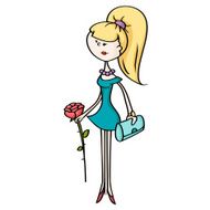 Blonde girl in cocktail dress