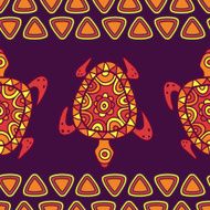 Vector seamless decorative pattern with multicolor ornamental turtles