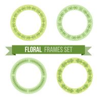 Set of design elements - round floral frames