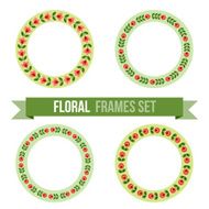 Set of design elements - round floral frames N3