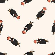 party person cartoon seamless pattern background N5