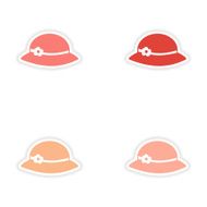 assembly realistic sticker design on paper hats woman N2