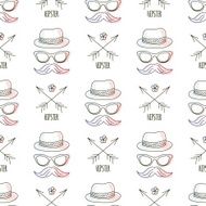 Hipster seamless pattern with mustaches and arrows hats gla