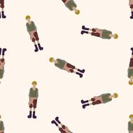 boy man cartoon seamless pattern background N38