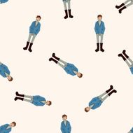 boy man cartoon seamless pattern background N43