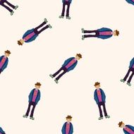 boy man cartoon seamless pattern background N44