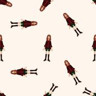 lady girl cartoon seamless pattern background N50