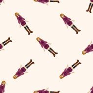 lady girl cartoon seamless pattern background N52