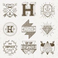 Vintage hand drawn hipster labels set 1 Vector illustration