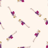 shopping girl cartoon seamless pattern background N3