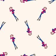 shopping girl cartoon seamless pattern background N5