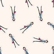 shopping girl cartoon seamless pattern background N6