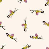 shopping girl cartoon seamless pattern background N7