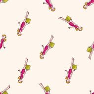 shopping girl cartoon seamless pattern background N8