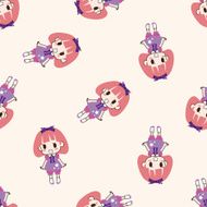 girl cartoon seamless pattern background N2