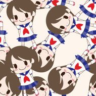 girl cartoon seamless pattern background N5