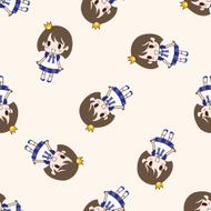 girl cartoon seamless pattern background N6