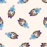girl cartoon seamless pattern background N7