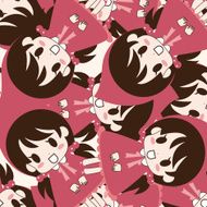 girl cartoon seamless pattern background N8