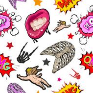 Pattern seamless comics backgrounds vector illustration rock style