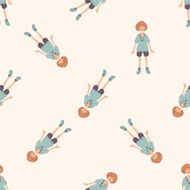 lady girl cartoon seamless pattern background N55