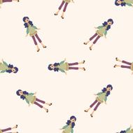 lady girl cartoon seamless pattern background N56