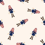 lady girl cartoon seamless pattern background N57