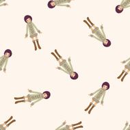 lady girl cartoon seamless pattern background N58