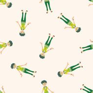 lady girl cartoon seamless pattern background N61