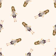 lady girl cartoon seamless pattern background N62