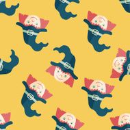 cute witch flat icon eps10 seamless pattern background
