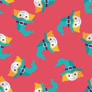 cute witch flat icon eps10 seamless pattern background N2