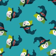 cute witch flat icon eps10 seamless pattern background N3