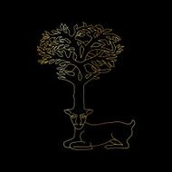 Stylized decorative image deer with horns of trees